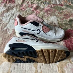 Nike White and Pink Air Max 90 Sneakers